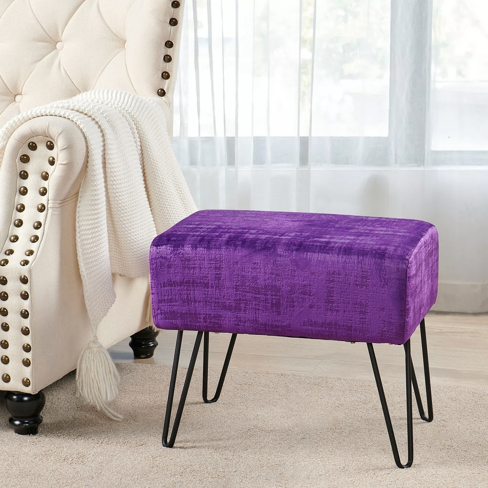 Textured Velvet Ottoman