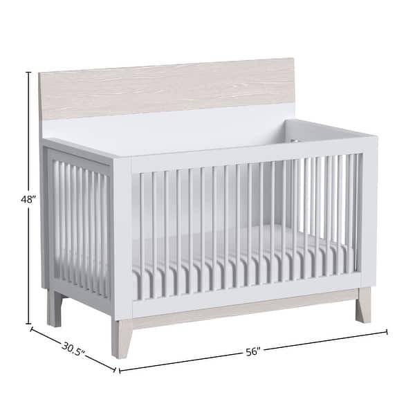 Rowan 56" Wide Convertible Crib, Ash Linen White