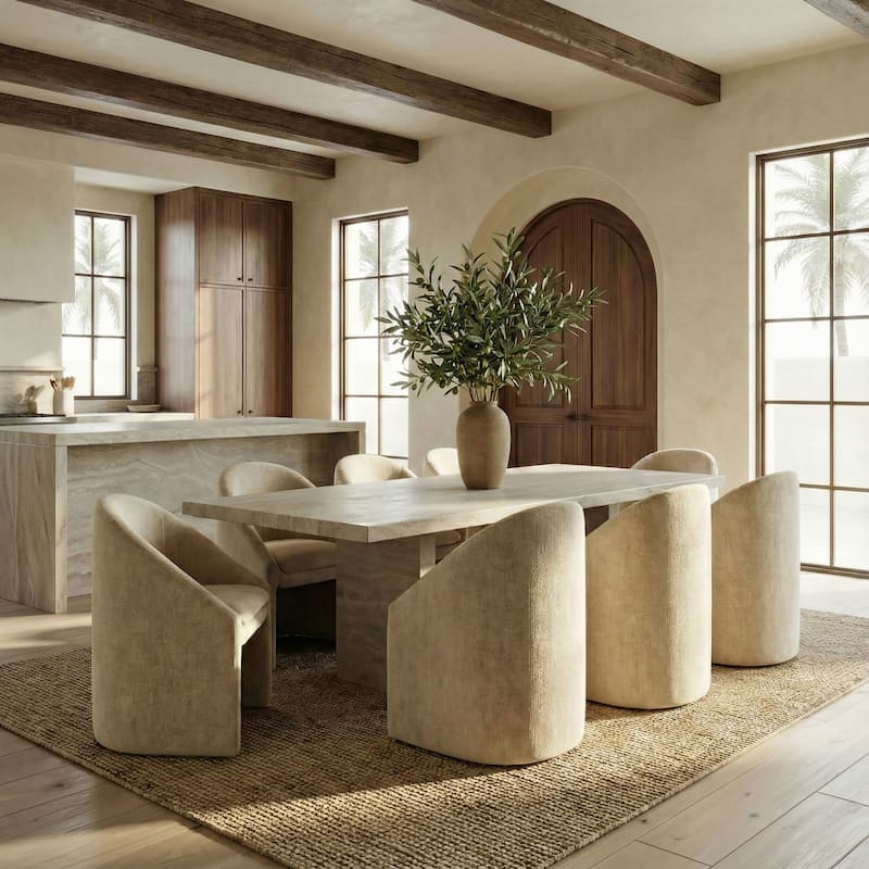 SAFAVIEH Couture Kagan Chenille 19-inch Dining Chair - 26"W x 24"D x 31"H - Taupe