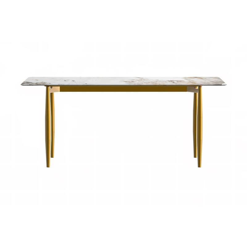 Zinti Rectangular Dining Table with Sintered Stone/Glass Top and Steel Legs