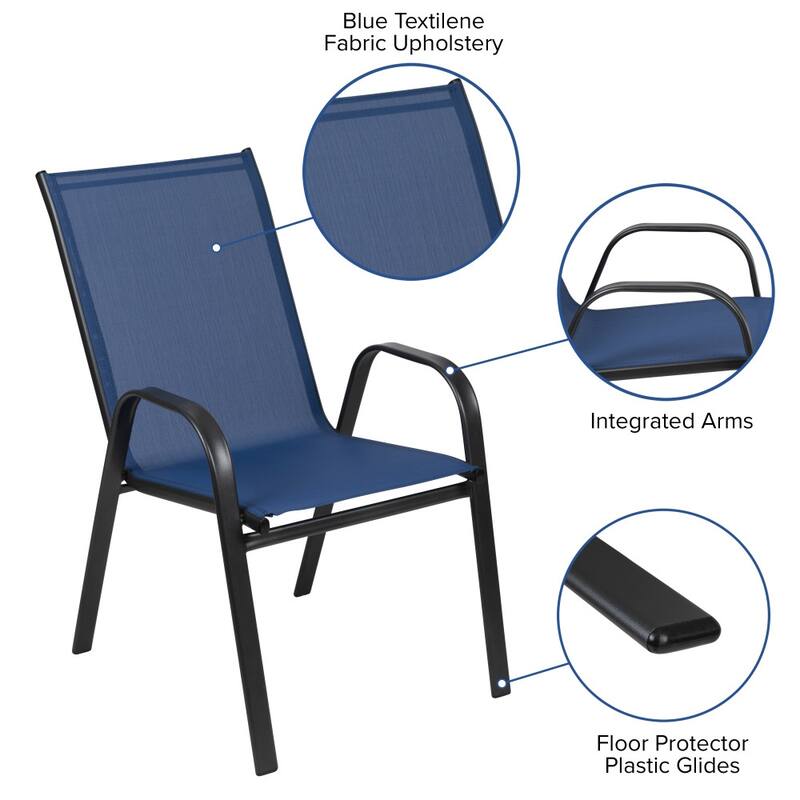 5 Pack Outdoor Stack Chair with Flex Comfort Material - Patio Stack Chair