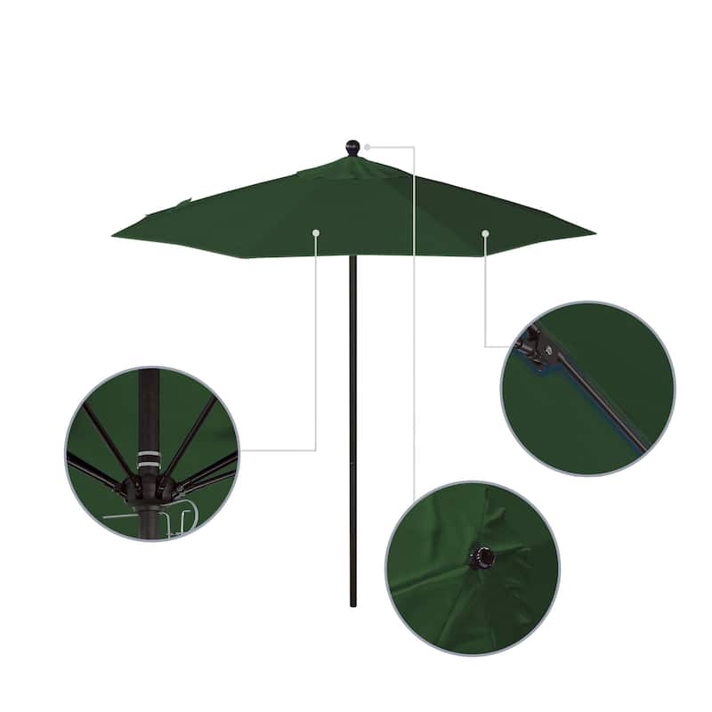 California Umbrella 7.5' Venture Series Patio Umbrella, Bronze Aluminum Pole Fiberglass Ribs Push Lift, Pacifica Pacific Blue