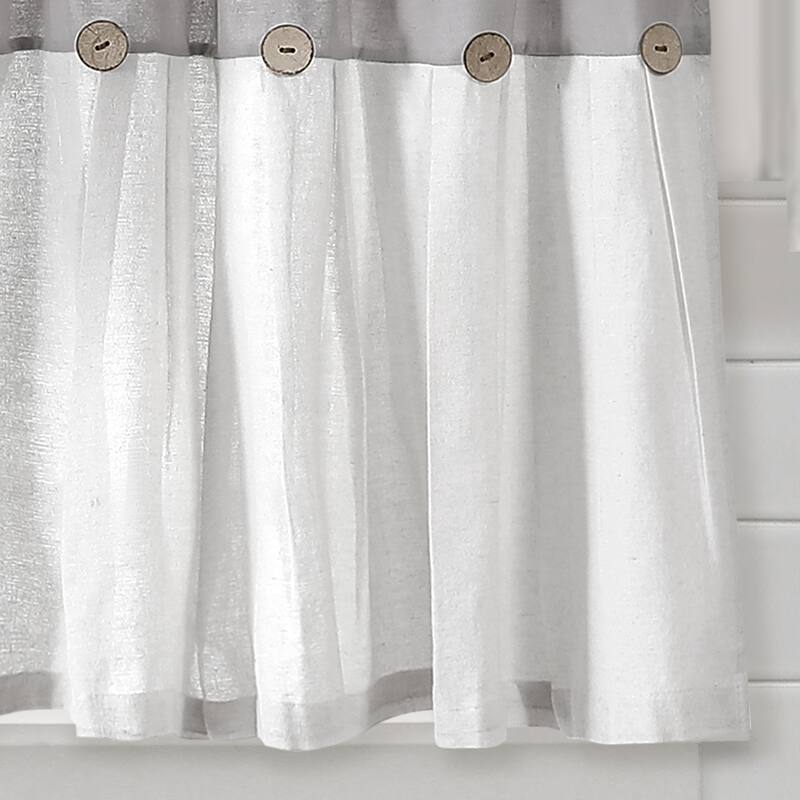 Lush Decor Linen Button Kitchen Tier Window Curtain Panel Pair