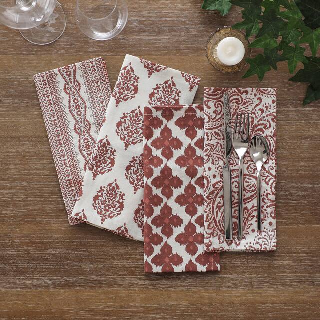 Everyday Casual Prints Assorted Cotton Fabric Napkins (Set of 24) - 17" x17"