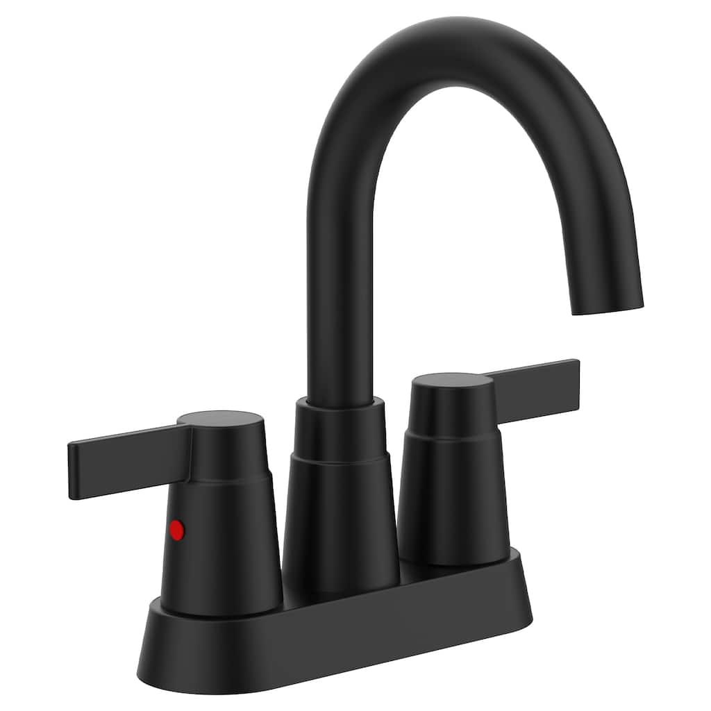 Bathroom Faucet Matte Black 2-Handle 360 Degree High Arc Swivel Spout Centerset 4 Inch Vanity Faucet 3 Holes Lavatory Faucet
