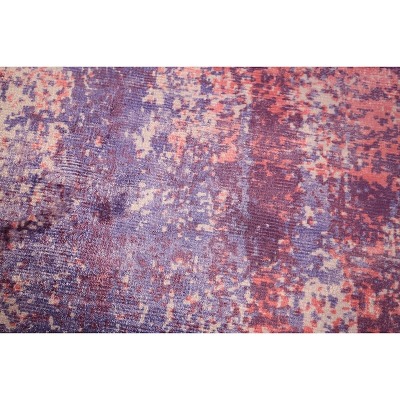 All-Over Abstract Modern Round Area Rug Hand-Knotted Wool Carpet - 6'6" x 6'6"