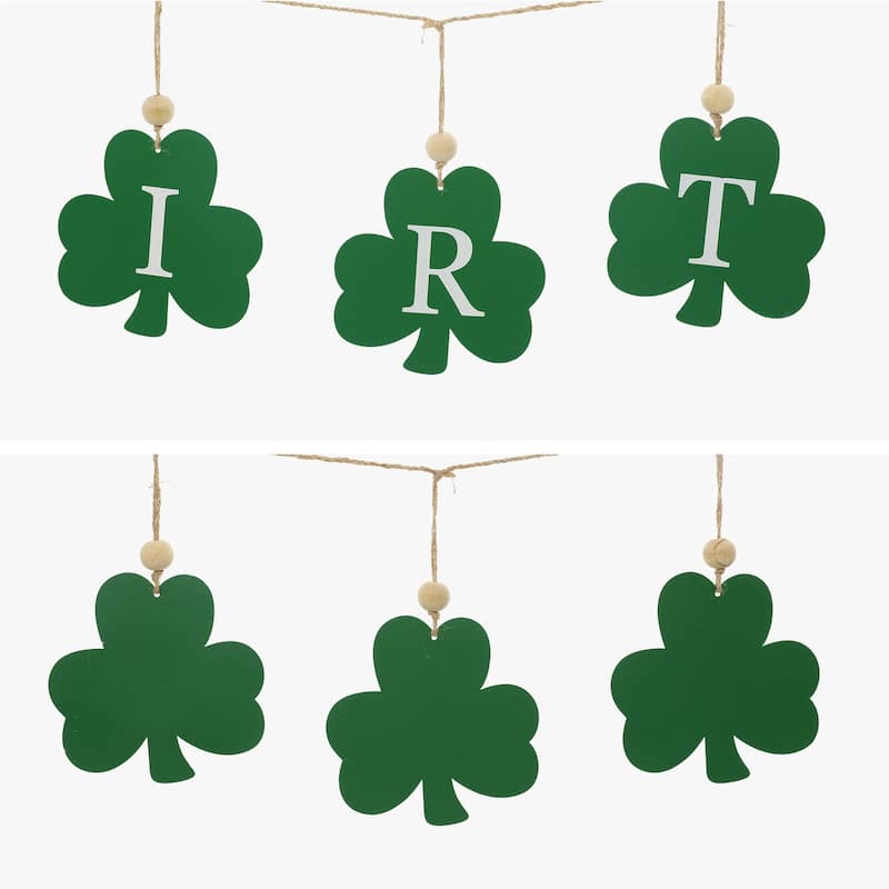 Glitzhome 72"L St. Patrick's Day Holiday Shamrocks Garland