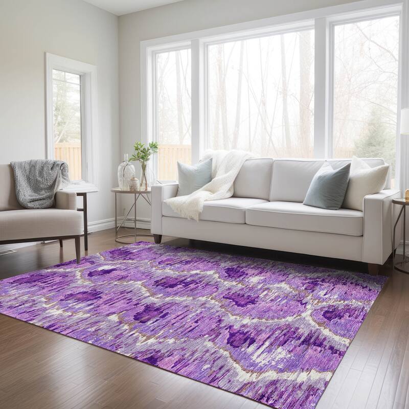 Machine Washable Indoor/ Outdoor Chantille Contemporary Abstract Rug