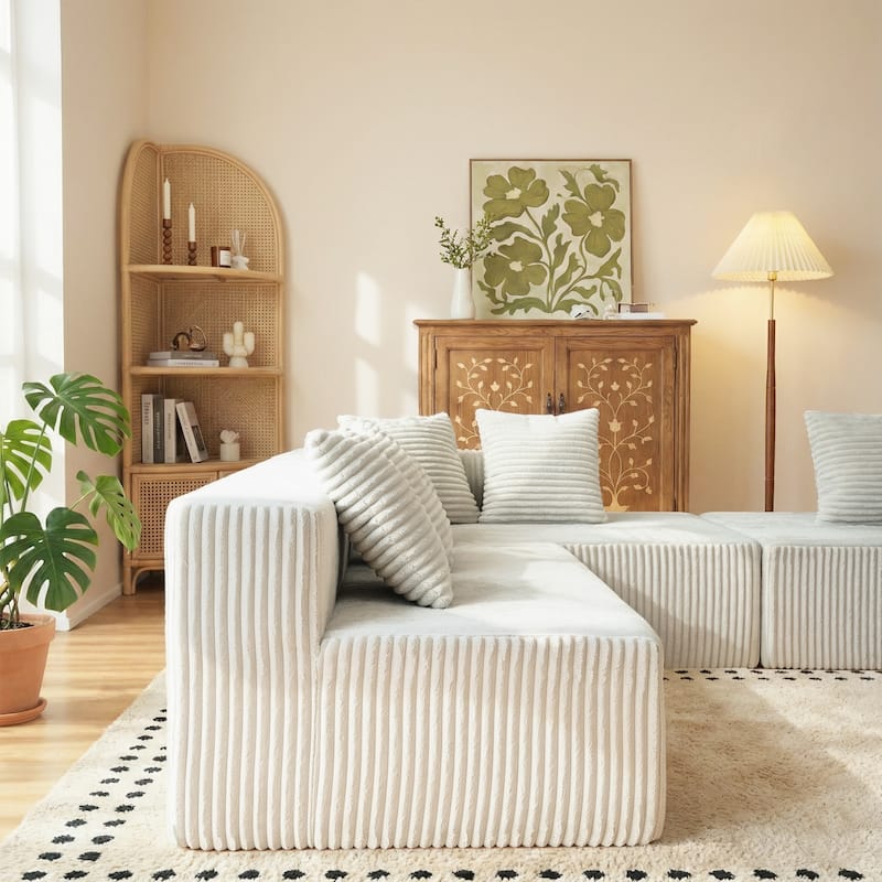 GDFStudio - American Design Modular 130" U-Shaped Sectional Sofa, Chaise Lounge with Reversible Layout