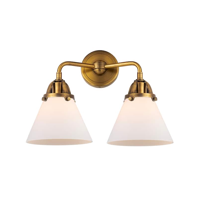 Innovations Lighting Nouveau 2 Cone - 2 Light 16" Bath Vanity Light - Brushed Brass/Matte White