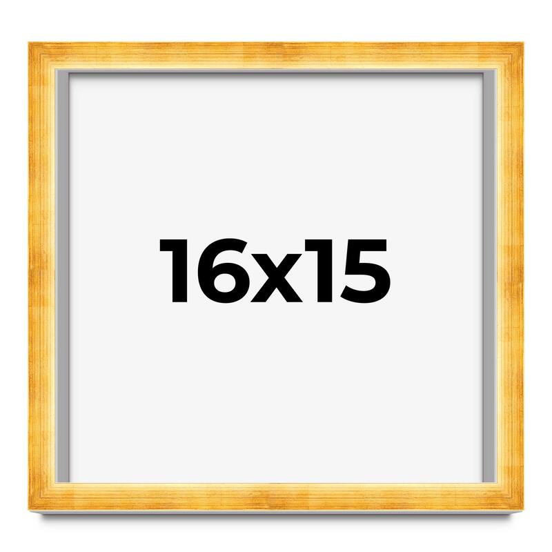 16x15 Shadow Box Frame Gold | 1.625 Inches Deep Real Wood Traditional