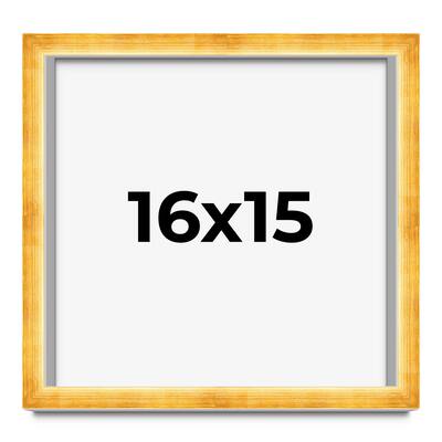 16x15 Shadow Box Frame Gold | 1.625 Inches Deep Real Wood Traditional