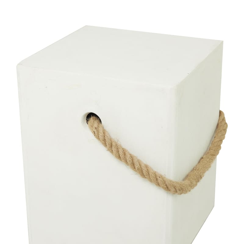 Magnesium Oxide Lightweight Outdoor Accent Table with Rope Handle - Black or White - Roche River Decor