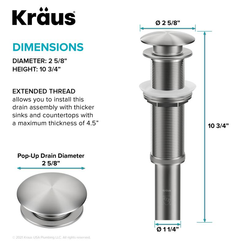 Kraus Pop-Up Drain Assembly Without Overflow