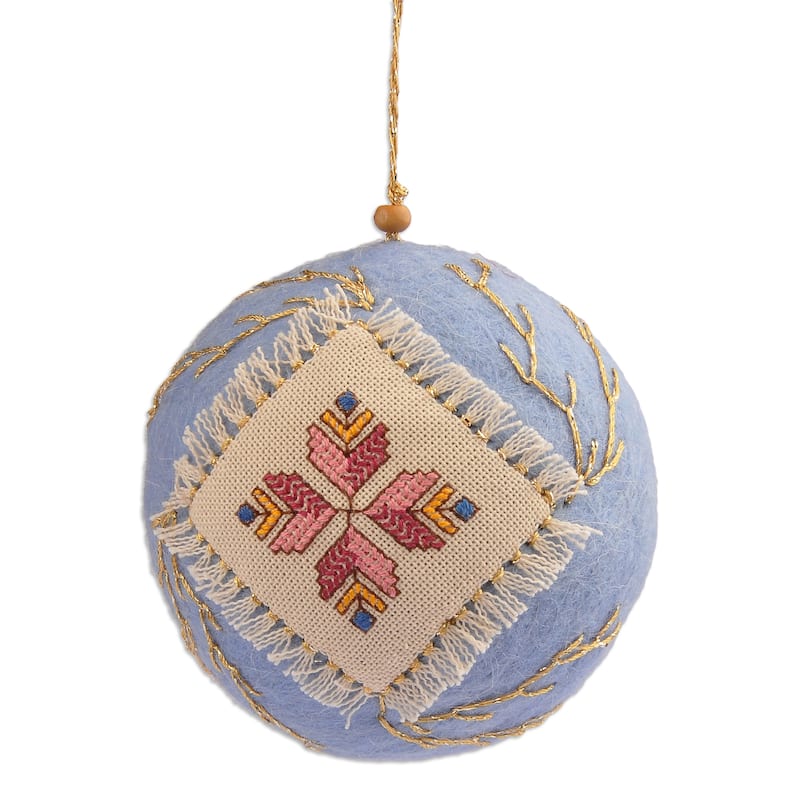 Novica Handmade Svaz Bouquet Embroidered Wool Felt Ornament