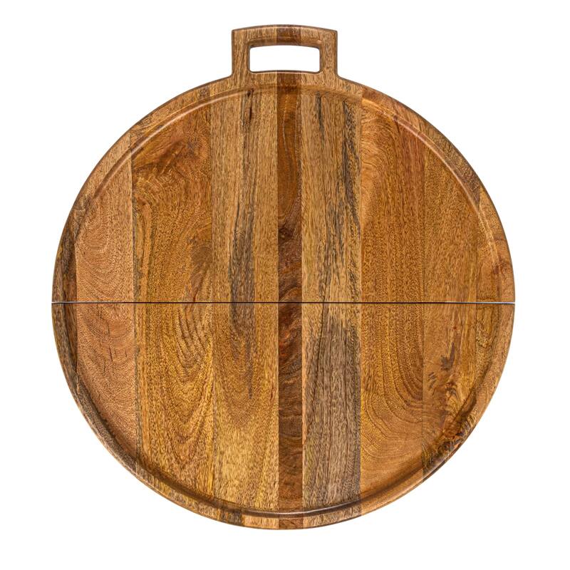 Mango Wood and Stainless Steel Folding Cheese and Serving Board - 26.0"L x 23.5"W x 1.0"H