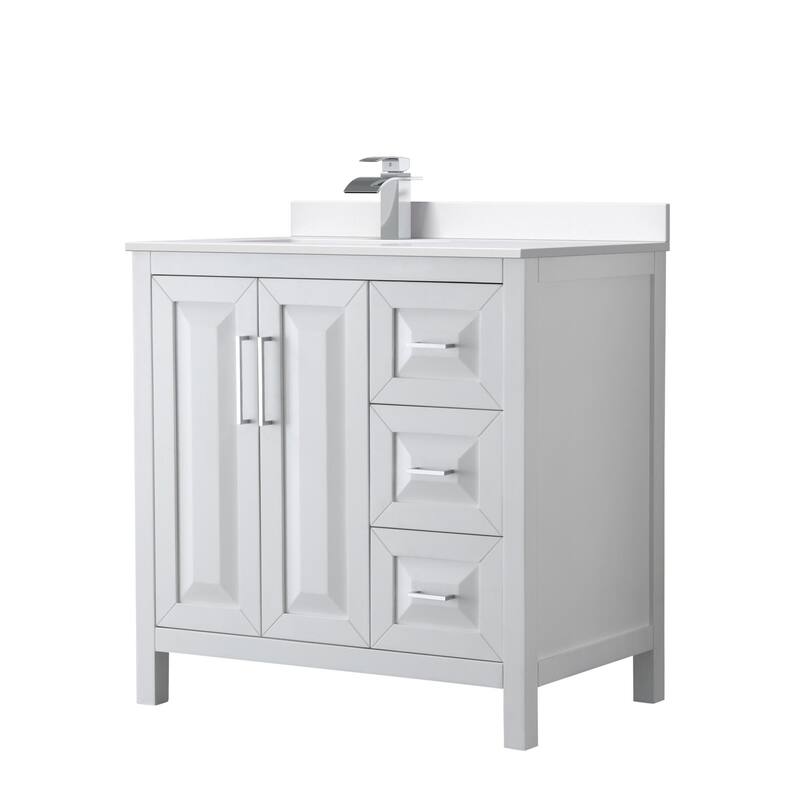 Wyndham Collection WCV252536S-Left-VCA-MXX Daria 36" Free Standing - White / White Cultured Marble Top / Polished