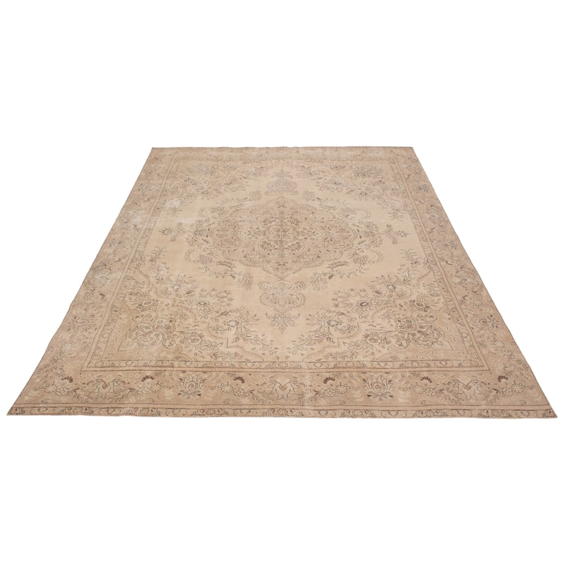 ECARPETGALLERY Hand-knotted Antalya Vintage Khaki Wool Rug - 9'5 x 12'4