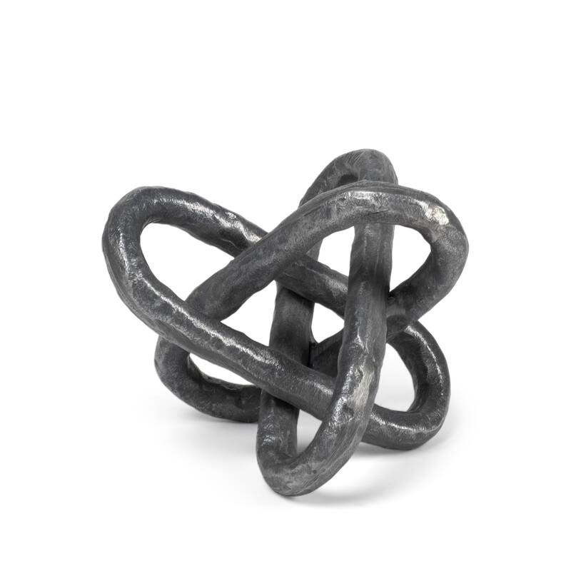 Silver Metal Chain Link Sculpture - 7" W x 7" D x 7" H