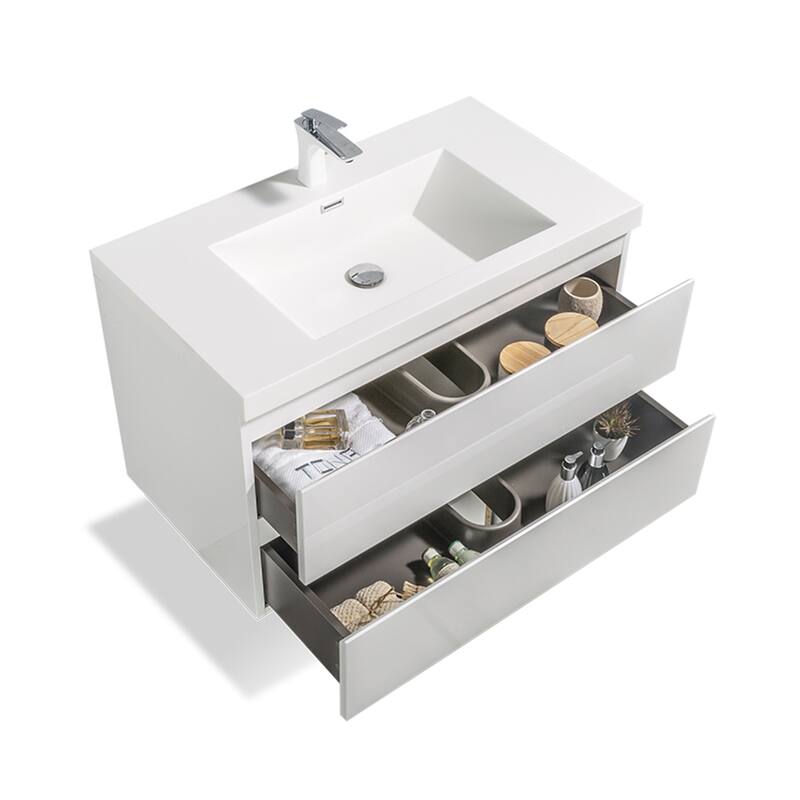 Floating Bathroom Vanity with Resin Top