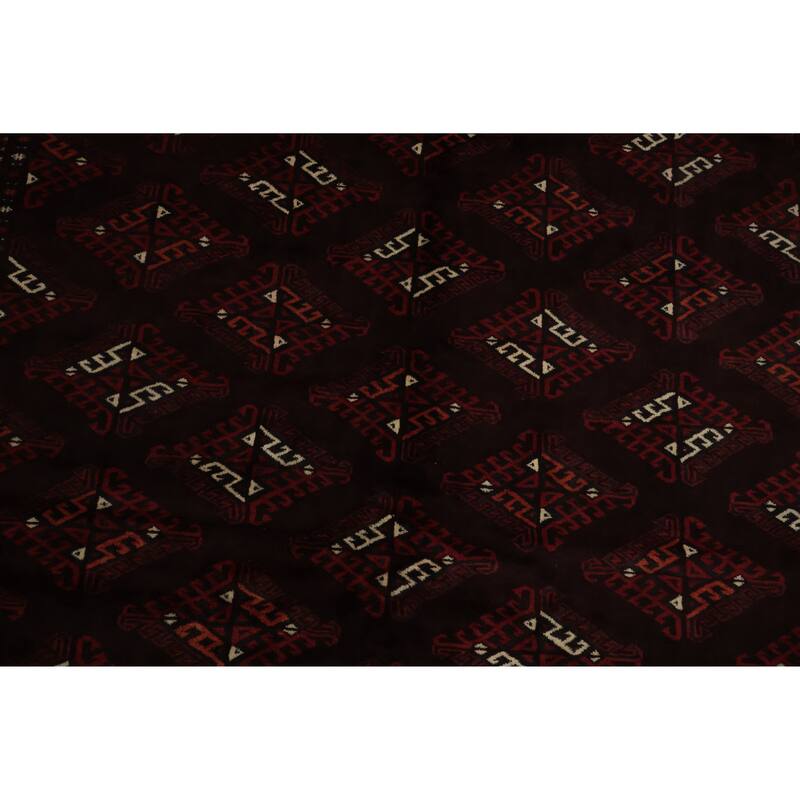 Hand Knotted Oriental 100% Wool Carpet Traditional All-Over Red Turkoman Area Rug - 10' 3'' X 7' 3''