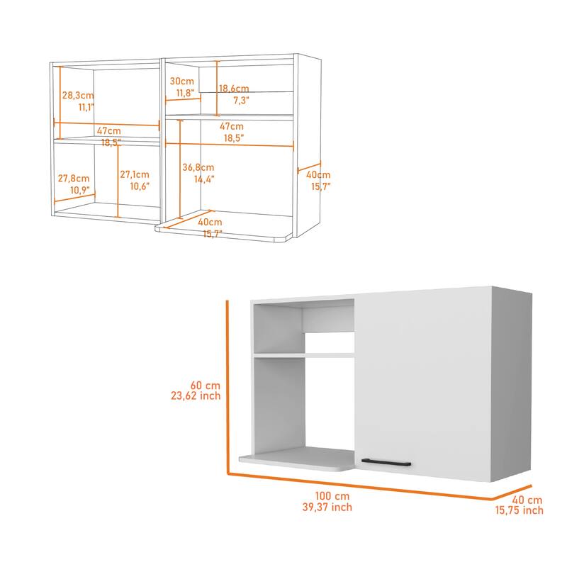Oklahoma 2 Wall Cabinet, 2 Door Stackable Wall Mounted Storage Cabinet with 2 Side Shelf