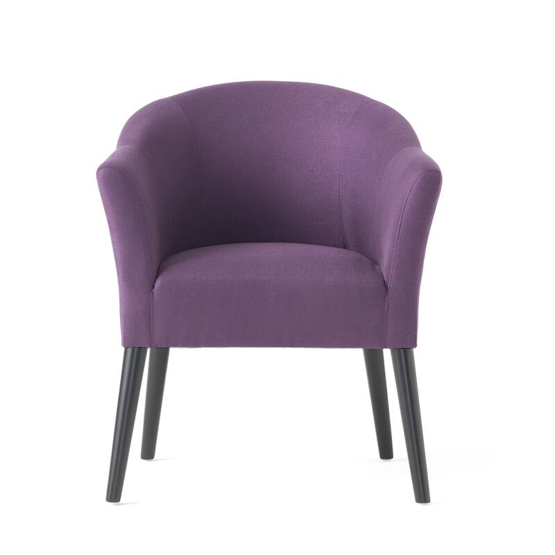 Roomfitters Upholstered Barrel Accent Chair with Curved Back, Modern Lounge Club Chair for Living Room or Bedroom, Plum