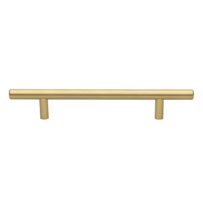GlideRite 5-Pack 5 in. Center Satin Gold Solid Steel Cabinet Bar Pulls - Satin Gold