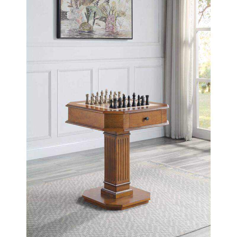 2 Drawers Wooden Game Table with Reversible Game Tray in Black