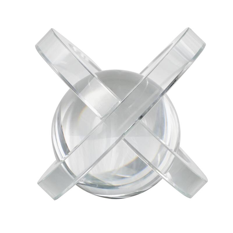 Glass Geometric Orb Decorative Sculpture with Overlapping Rings and Ball Center - Set of 3 Clear - Roche River Decor