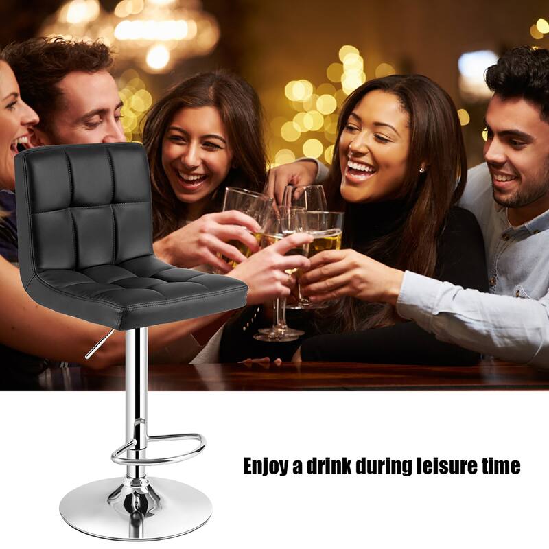 Costway Adjustable Swivel Bar Stool Counter Height Bar Chair PU - See Details