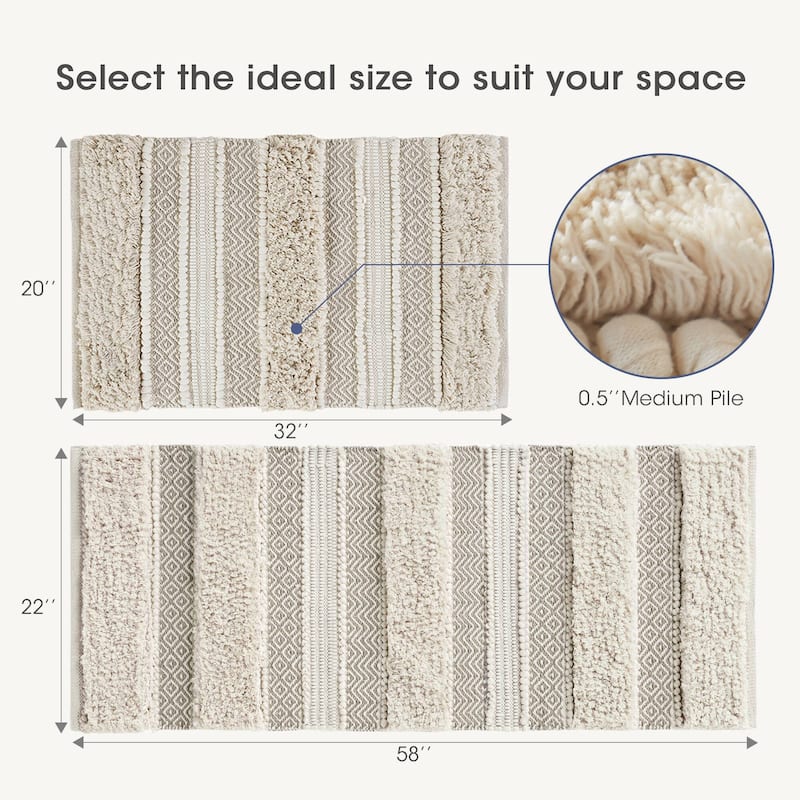 INK+IVY Asher Woven Texture Stripe Bath Rug