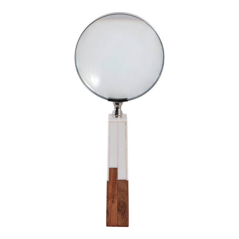 Resin Glass Decorative Object Magnifying Accent Home Decor - 10" White - 4" x 1" x 10" - White - 4" x 1" x 10"