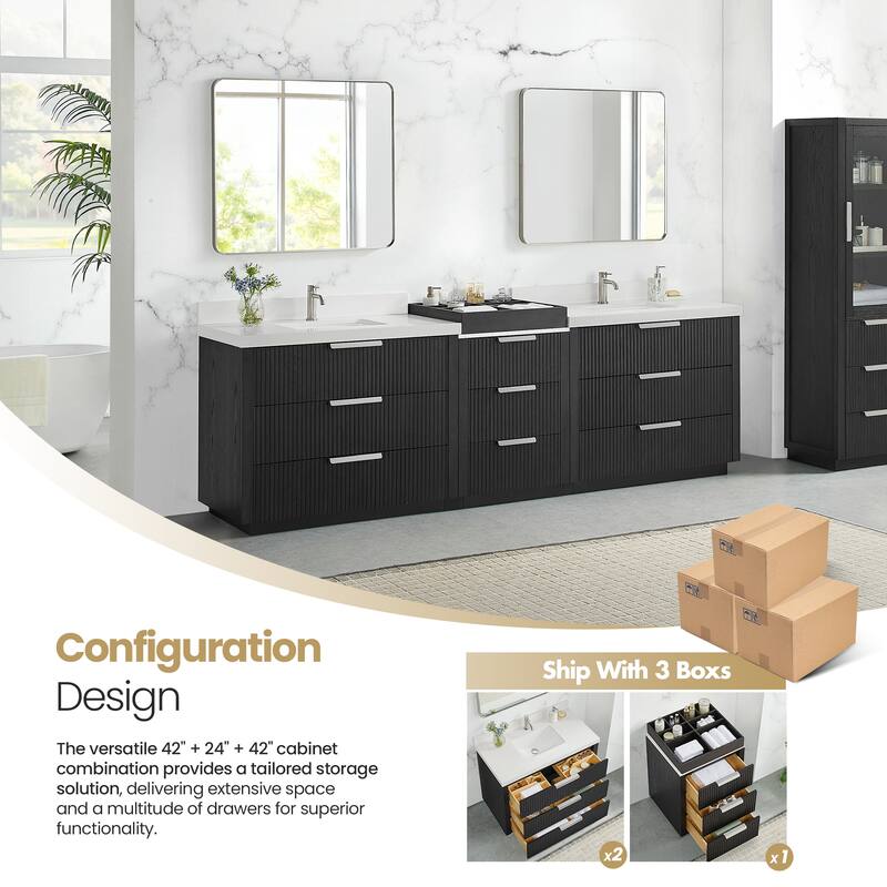 Santarem Double Vanity with Pure White Quartz Stone Top without Mirror