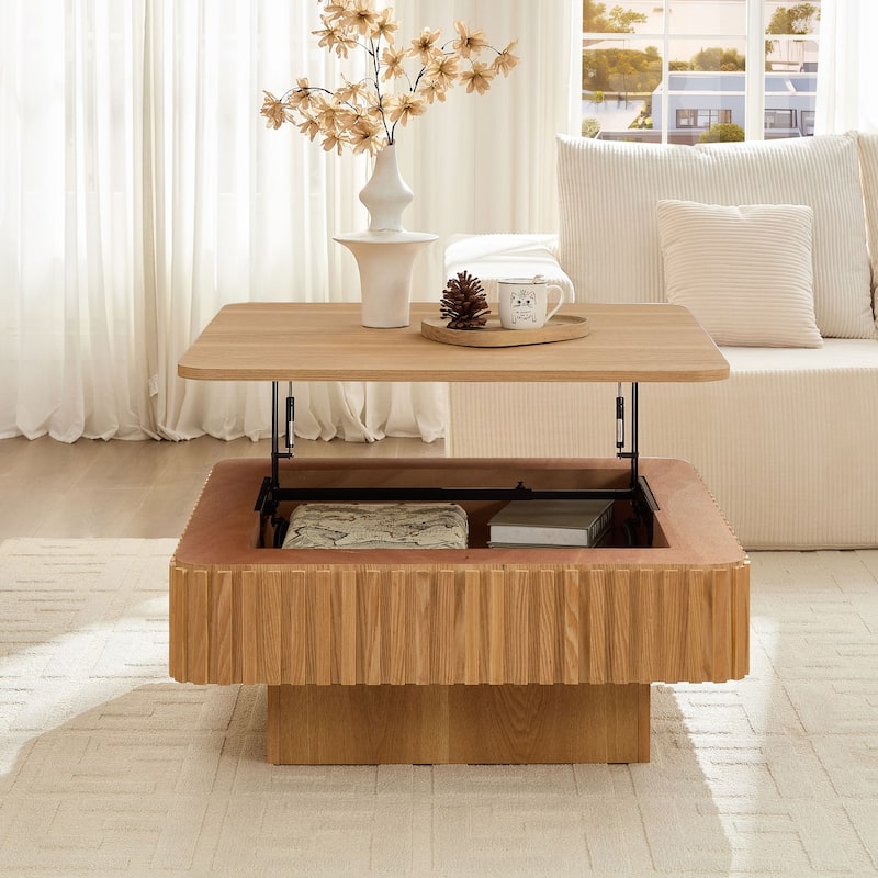 Modern Square Lift-Top Coffee Table with Hidden Storage