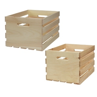 2 Piece Unfinished Pine Pallet Style Full Crate Set - N/A