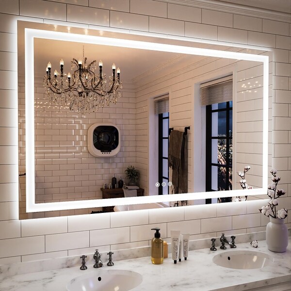 Apmir Full Size Frameless Front and Back LED Lighted Bathroom Vanity Mirror Anti Fog in Tempered Glass ETL On Sale Bed Bath Beyond 39904157