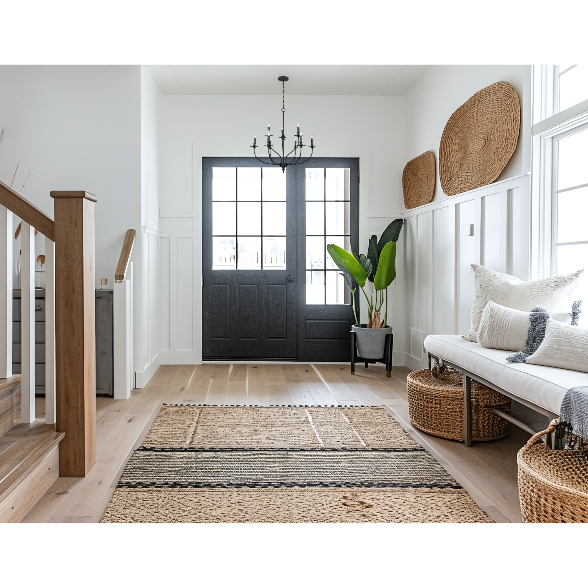 9-Light Curved Arm Ceiling Chandelier - 29" - Bronze Finish