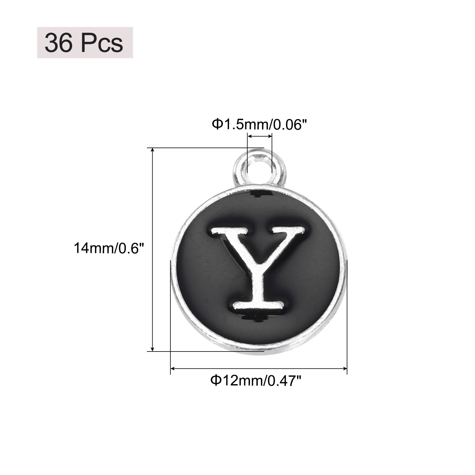 Pendants Letter Charm Initial Charm Double Sided Enamel Alphabet for DIY Necklace Bracelet Earring - White & Black