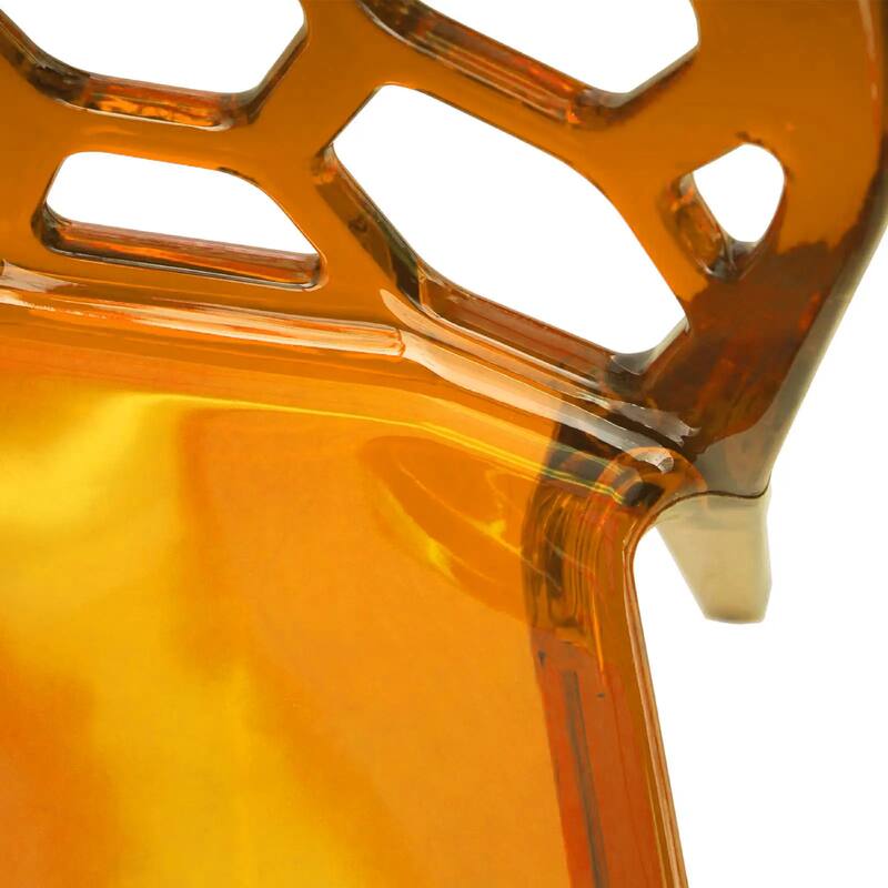 Dynamic Transparent Lucite Honeycomb Cut-Out Seamless Stackable Dining Accent Chair Set of 2