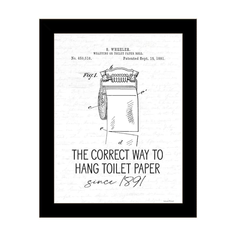 TrendyDecor4U Contemporary "Correct Way to Hang Toilet Paper" Framed Print Wall Art - Black