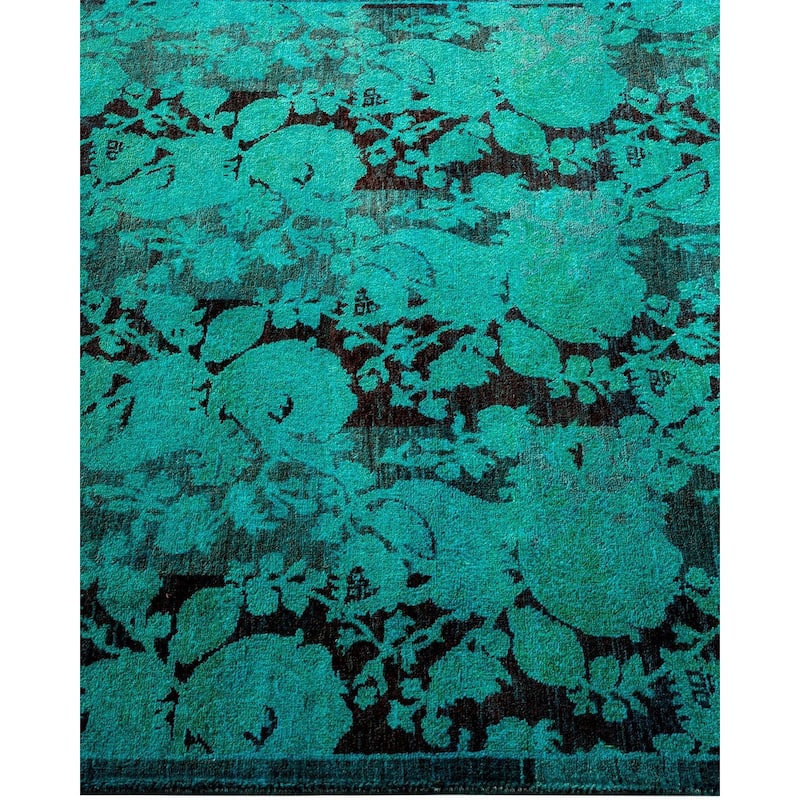 Overton Hand Knotted Wool Vintage Inspired Modern Contemporary Overdyed Blue Area Rug - 2' 8" x 5' 9"