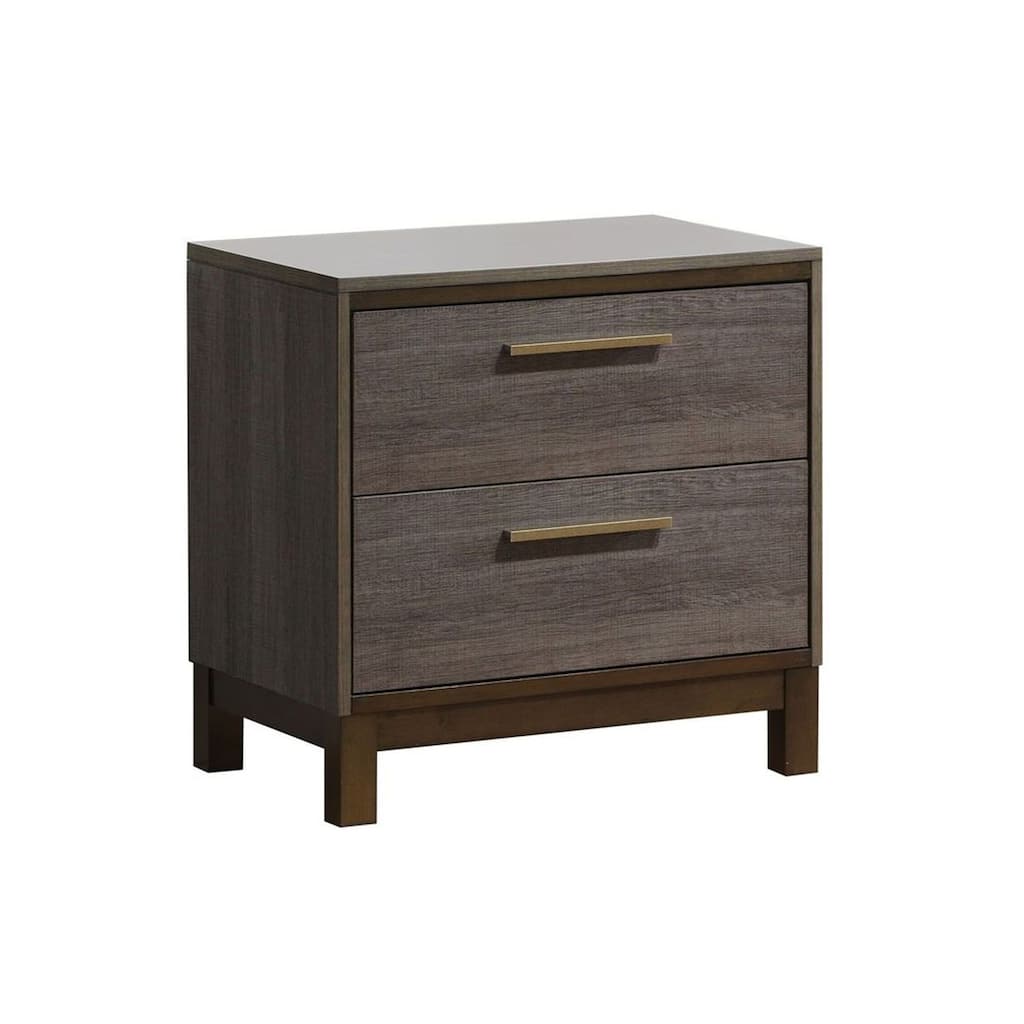 Wooden Nightstand with 2 Drawers in Two-Tone Antique Gray Finish