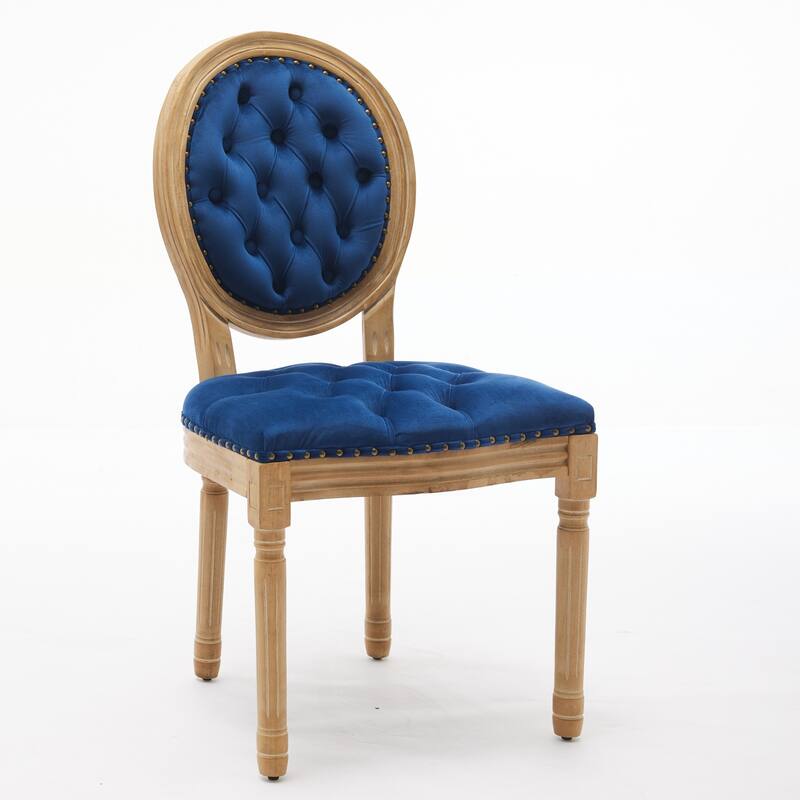 French Style Velvet Dining Chairs Set of 2, Dining Chair with Solid Wood Frame/Nailhead Trim