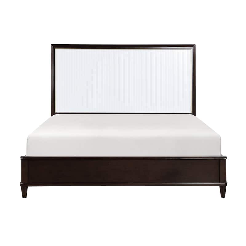 White and Cherry Finish Bed 1pc Modern Look