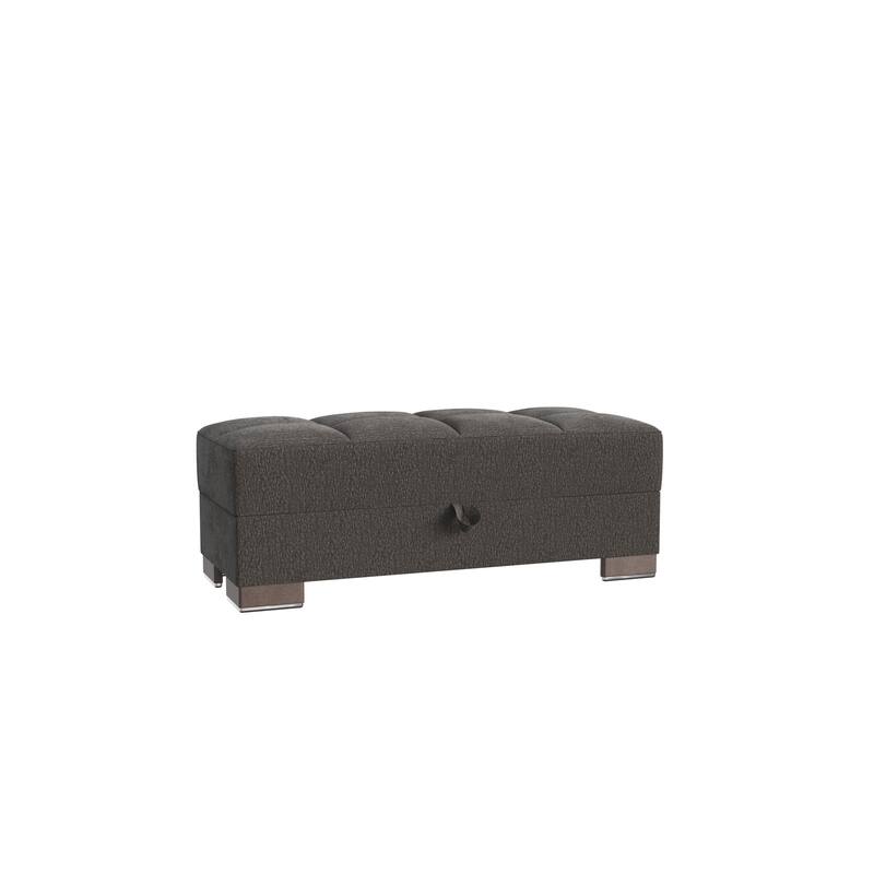 HomeRoots 50" Gray and Brown Chenille Tufted Storage Ottoman