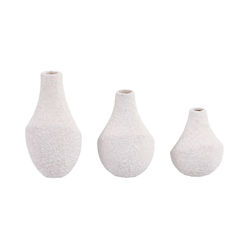 Stoneware Decorative Vases Sleek Silhouettes Modern Glam (Set of 3) - Ivory - 4" x 4" x 9"