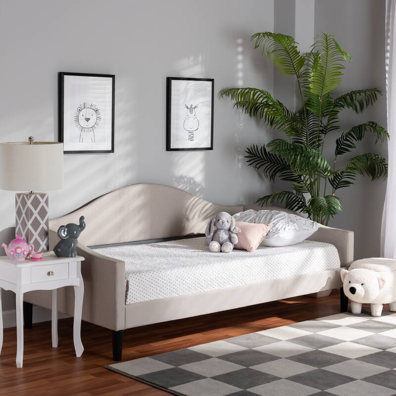 Milligan Modern & Contemporary Beige Fabric Upholstered Wood Daybed