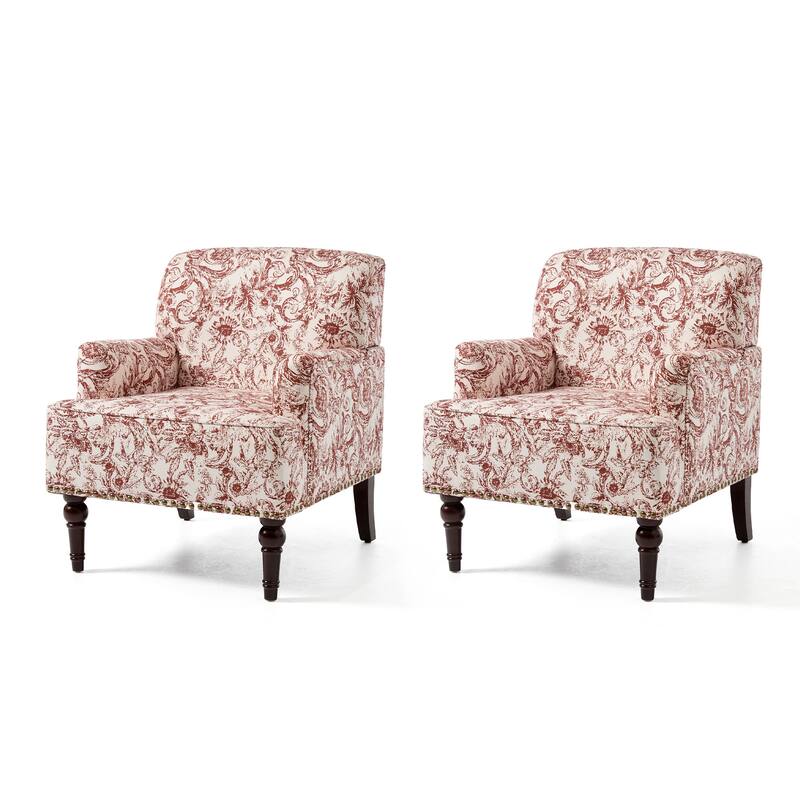 Linen Upholstered Armchair Nailhead Trim Accent Chair