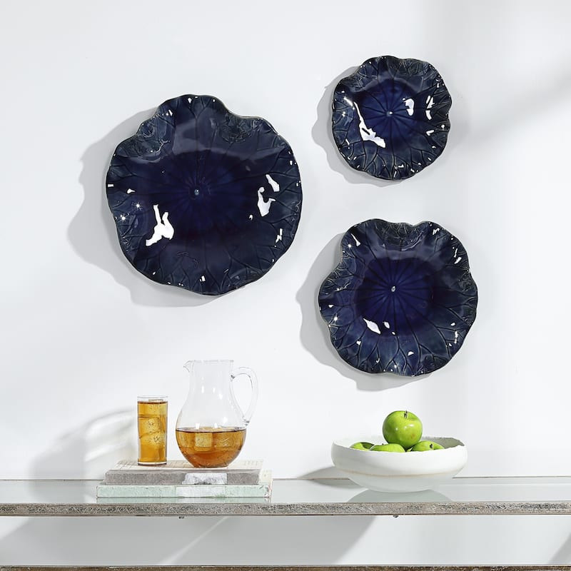 Floral Ceramic Wall Decorations - 18" - Set of 3